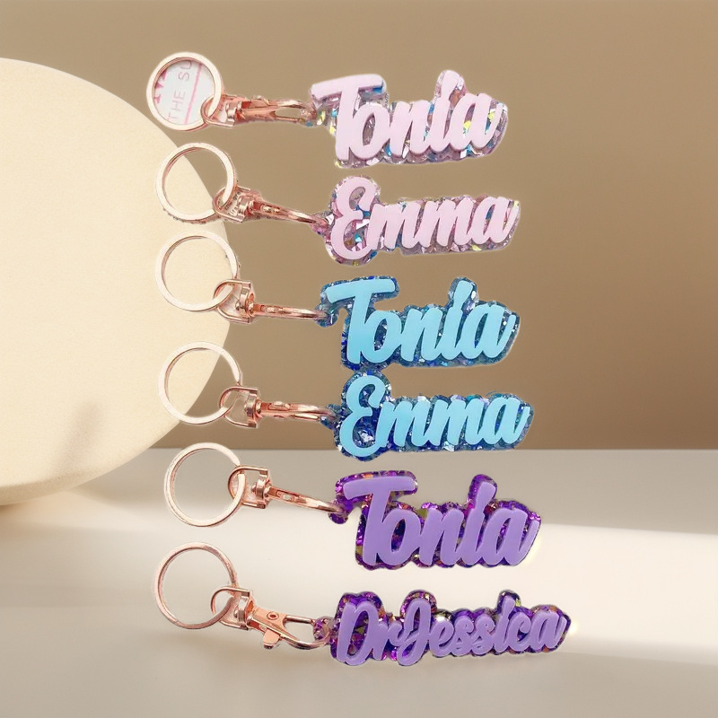 1 個のカスタマイズされたアクリル名キーホルダーホットスタイルパーソナライズされた 2 色の文字シンプルなドットクロスボーダークリエイティブ|undefined