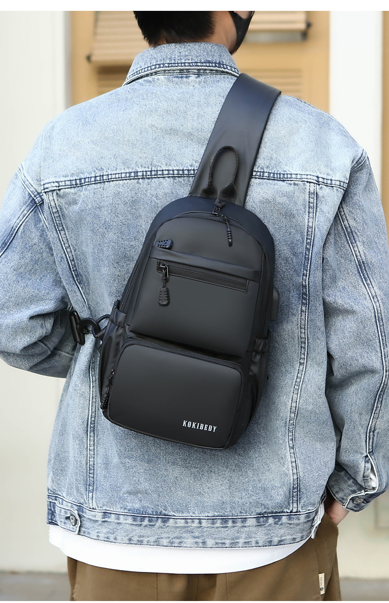 Men's chest bag, crossbody bag, single-shoulder bag, multi-functional large-capacity men's bag, water-resistant chest bag, small bag, cross-border undefined