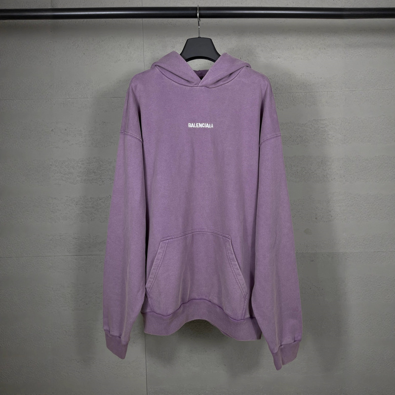 Correct Version of High-Quality B Brand 25Ss New Front and Rear Letter Logo Embroidered Washed and Distressed Hooded Sweatshirt