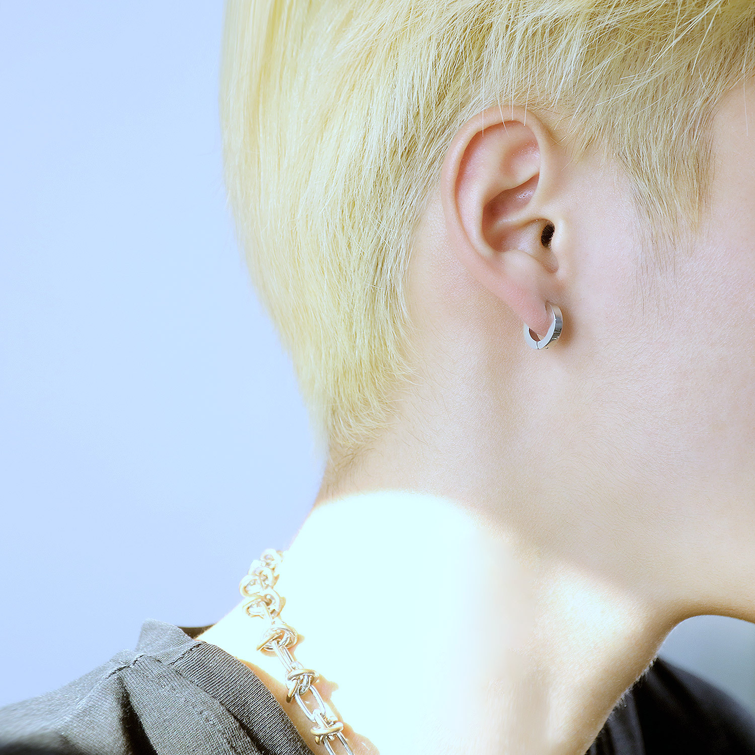 OPK饰品韩国东大门新款气质简约素圈镀金色不锈钢耳钉男女通用