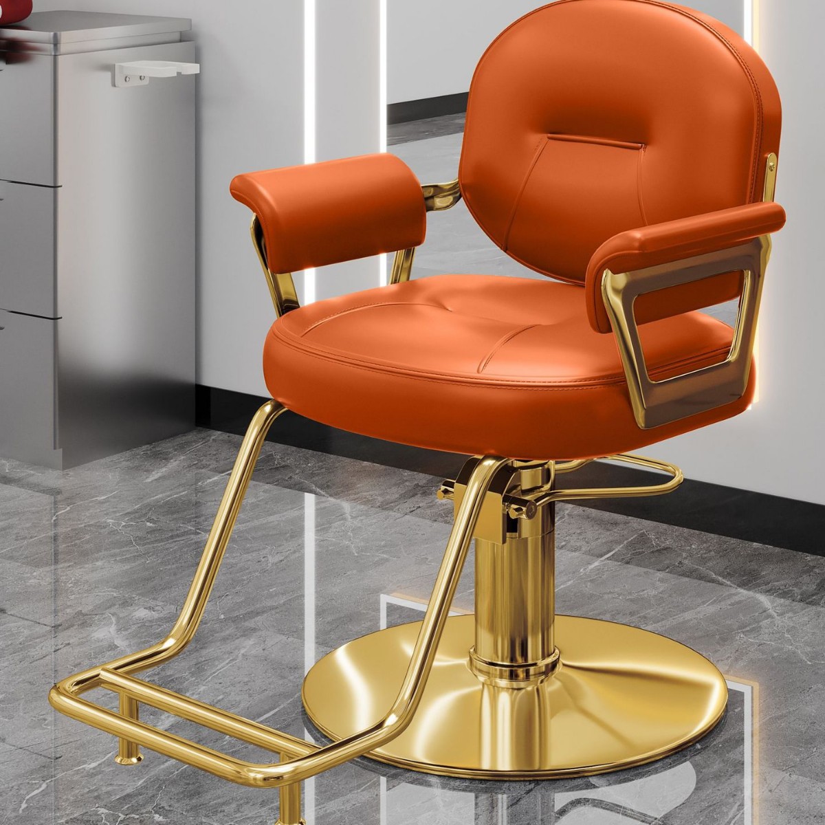 Nueva silla de peluquería en línea se puede elevar y bajar silla de peluquería de alta gama silla de peluquería especial silla de corte de pelo lujoso