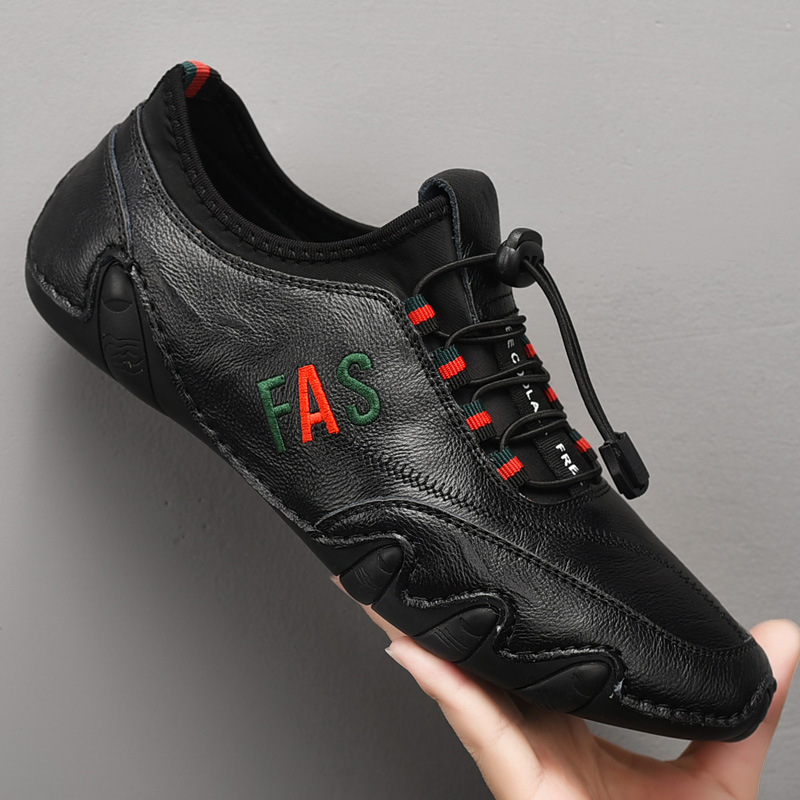 2025 cuero casual para hombres transfronterizos talla grande perezoso zapatos de guisantes de suela blanda británica pulpo zapatos de hombre de piel de vaca