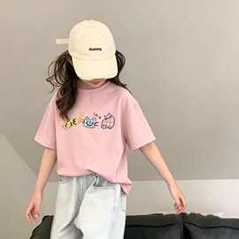 女童2026新款短袖百搭薄款夏天上衣打底t恤中小童100%全棉半袖潮T