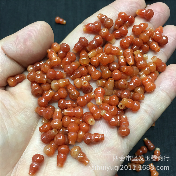 Myanmar a goods jadeite 6x 9m burned red jadeite jade gourd bulk Jade scrap diy jewelry accessories manufacturers wholesale