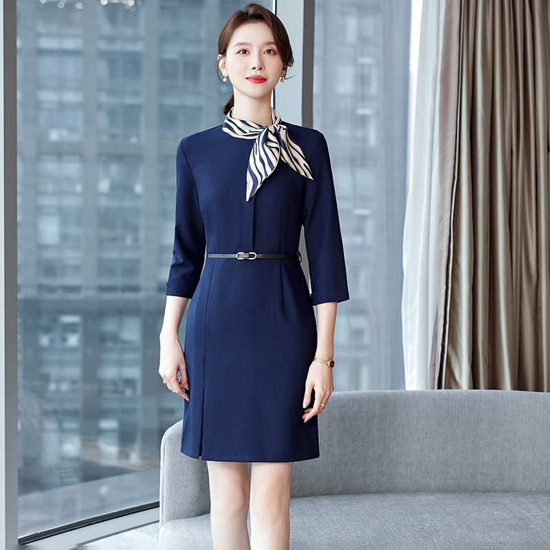 Flight attendant flight attendant professional suit dress women's spring and summer hotel front desk jewelry shop beautician work clothes women