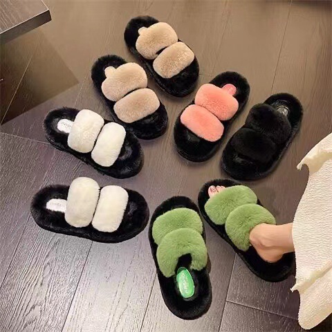 Women's Slippers for Outdoor Wear, High-End Style, New Autumn and Winter Models, Thick-Soled Home Slippers, Cotton Non-Slip, Can Be Furry or Versatile