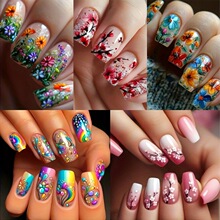 D 73038 Colorful Flower Spring New Nail Tips ���С��������