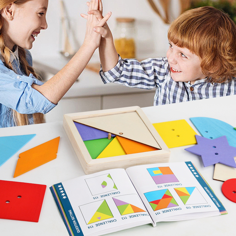 Puzzles de educación temprana, puzzles de geometría encapsulados, puzzles para niños de 3 a 6 años de edad, puzzles divertidos de madera al por mayor