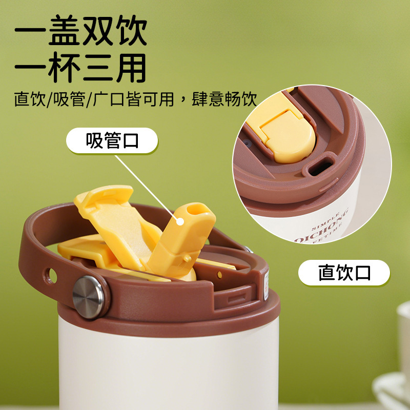 新しい売れ筋セラミックライナー魔法瓶カップ、便利なハンドル付きコーヒーカップ、見栄えの良い漫画パターンのダブルドリンクカップ|undefined