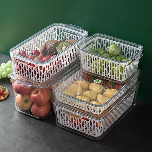 Refrigerator storage box, vegetable and fruit drain box, food-grade sealed storage box, egg storage and organization box
