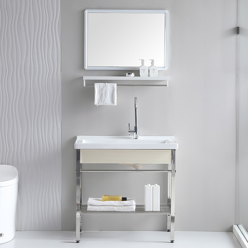 Soporte de acero inoxidable de cerámica lavabo balcón profundización fregadero lavabo con lavabo