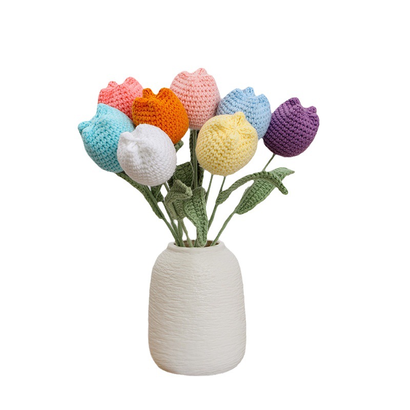 Dufu simulación sola lana Chubby tulipán flor falsa al por mayor regalo de San Valentín hogar boda flor decorativa