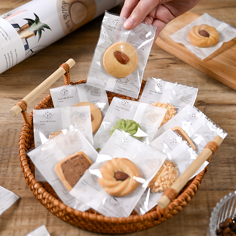 新款加厚烘焙曲奇饼干包装袋单独小包装袋雪花酥机封袋透明糖果袋