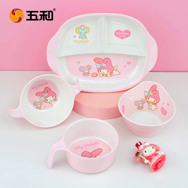 五和 Cartoon cute tableware for feeding, children's dinner plate, spoon