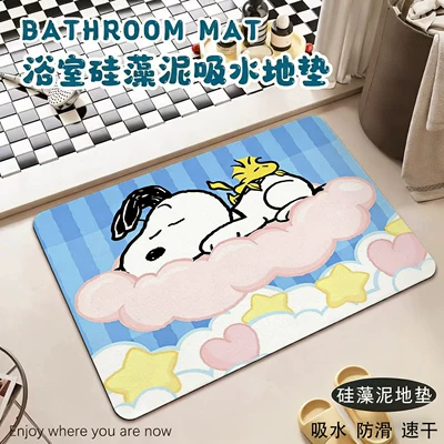 Avtomobil döşəmə paspasları – Cartoon Snoopy Printed Decorative Floor - snoopys-lazy-lying-down-in-pink-clouds-4060cm-new-style-diatom-mud