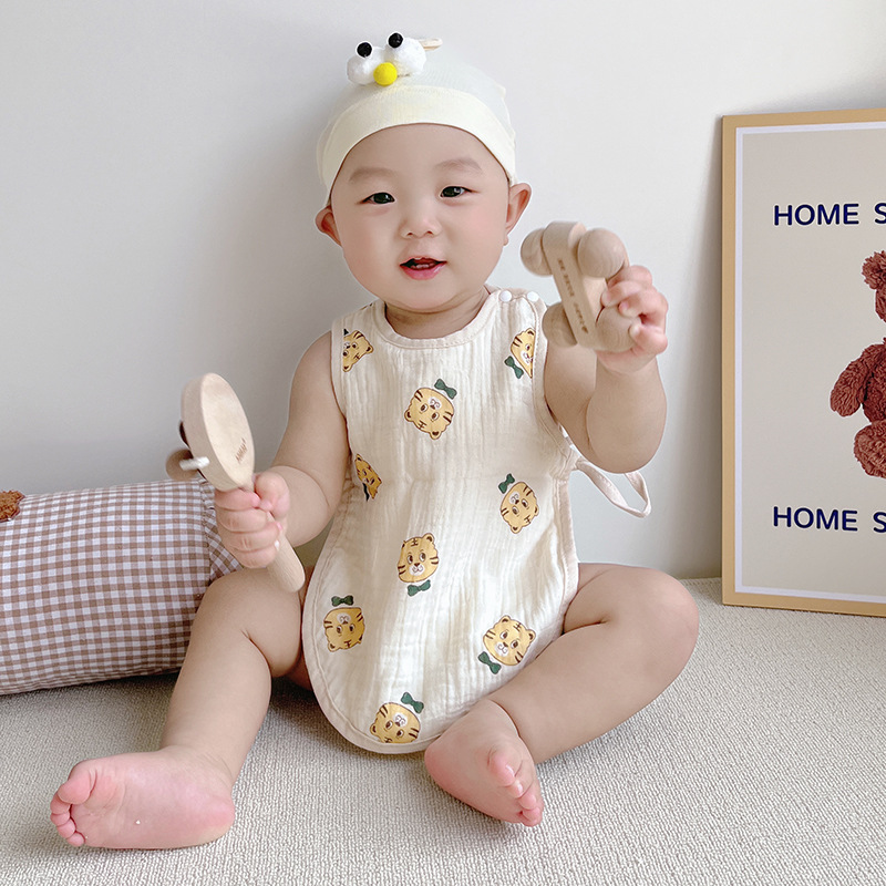 半背衣婴儿肚兜夏季薄款男女宝宝护肚兜全棉纱布新生儿半背衣肚围