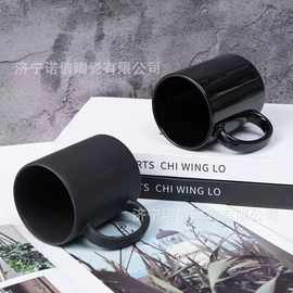 厂家批发黑色哑光亮光陶瓷杯子制图案变色杯定彩图LOGO代发马克杯