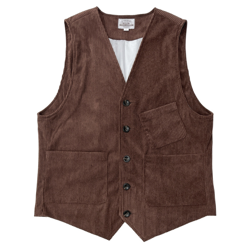 Cross-border in stock Men's Vest Retro Corduroy Vest British Style Business Leisure Top American Style Waistcoat