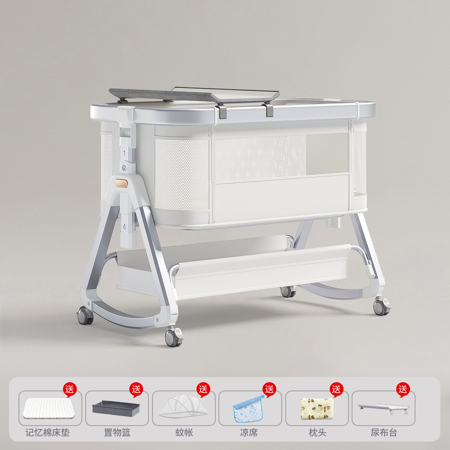 Cama de aleación de aluminio móvil portátil cuna cama plegable multifuncional bb cama recién nacida cama de empalme