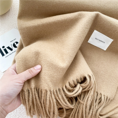 Solid color scarf for female students in winter Korean style thickened warm dual-purpose shawl cute girl imitation cashmere scarf