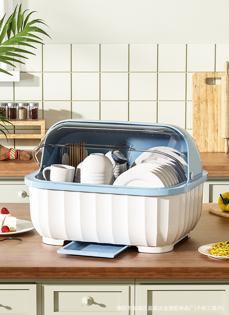 Tableware saklama kutusu kapaklı, drenajlı raf