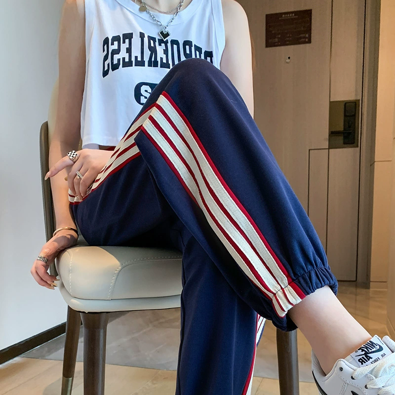 Женские летние тонкие свободные укороченные брюки из ледяного шелка для похудения, быстросохнущие прямые повседневные брюки-фонарики для миниатюрных размеров