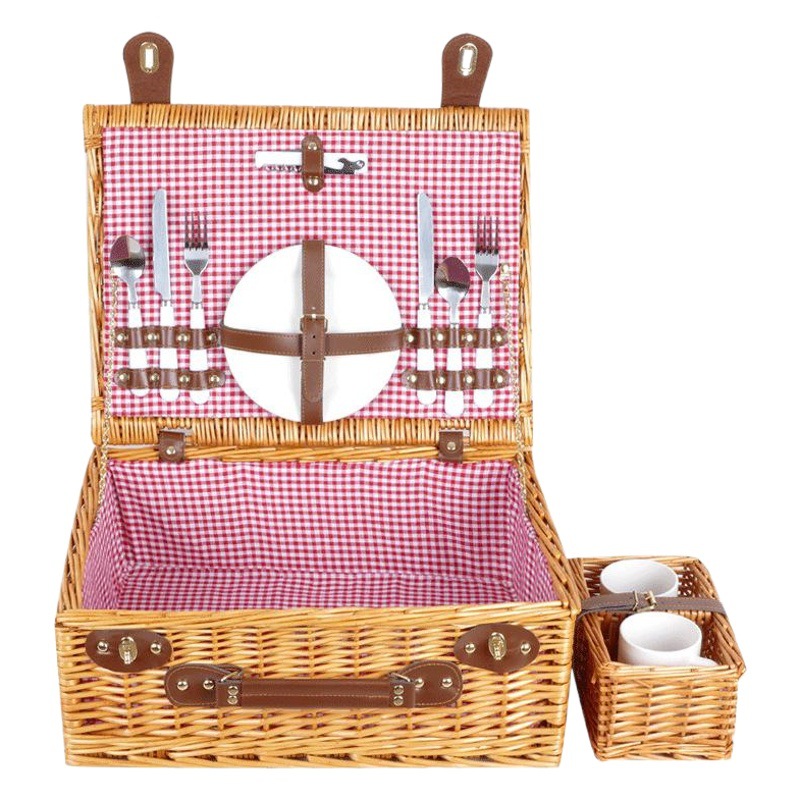 Exclusivo transfronterizo Willow Picnic Basket cesta de aislamiento de ratán cesta de picnic cesta de mimbre cesta de almacenamiento plegable