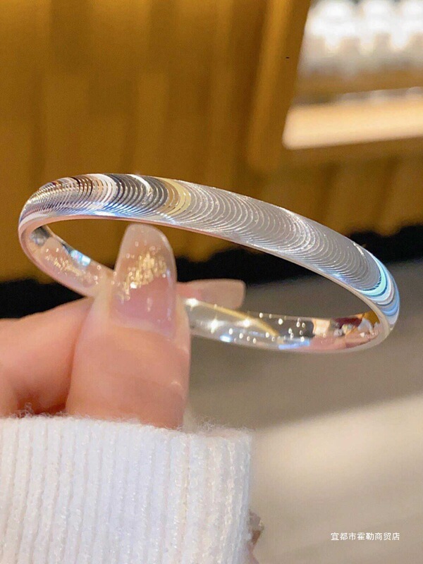 Authentic 9999 Pure Silver Cat's Eye Bracelet for Women, Solid Versatile Brushed Sterling Silver Bracelet, Niche Design Silver Bracelet Hollar