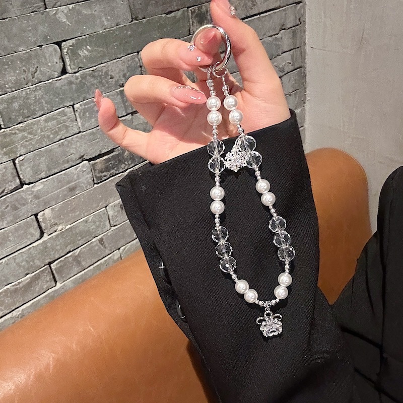 Cadena de colgar para teléfono móvil de alta gama hecha a mano de boutique, cadena de giro de copo de nieve de viento, cordón de teléfono móvil de moda, colgante de mensajero largo