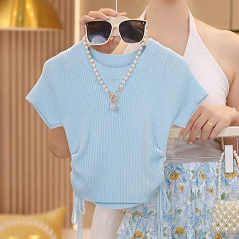 女の子花柄スカートスーツ夏 2025 新しい子供の夏服女の子ウエスト Tシャツ 2 点セット西洋スタイル|undefined