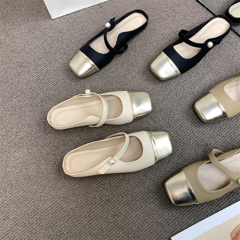 平底香风包头拖鞋鞋子2025新款单鞋方头凉鞋软底玛丽珍法式夏季鞋