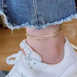 Simple double-layer non-fading titanium steel anklet women's high-grade anklet niche design foot chain 2023 new fashion