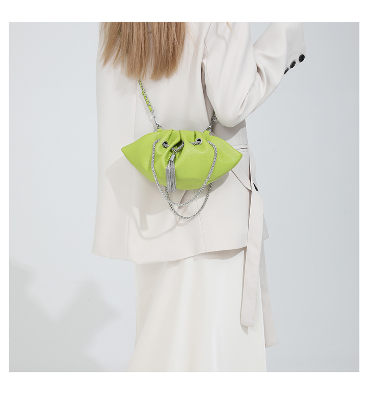Women's Medium Pu Leather Solid Color Streetwear Dumpling Shape String Crossbody Bag display picture 7