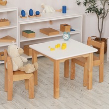 幼儿园白色桌子定制批发实木家具蒙特梭利蒙氏儿童桌椅教具柜
