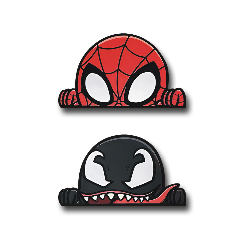 Spider-Man Venom Cartoon Peeking Out of the Window Car Sticker Rear Glass Car Sticker Blocking Scratches Decorative Sticker