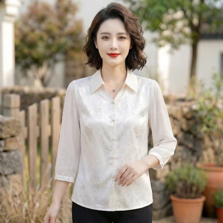 Dropshipping New Chinese-Style Spring Shirt for Mothers, Nine-Quarter Sleeve Blouse, 2026 New Model, Middle-Aged and Elderly Spring-Summer National Style Dropshipping New Chinese-Style Spring Shirt for Mothers, Nine-Quarter Sleeve Blouse, 2026 New Model, Middle-Aged and Elderly Spring-Summer National Style