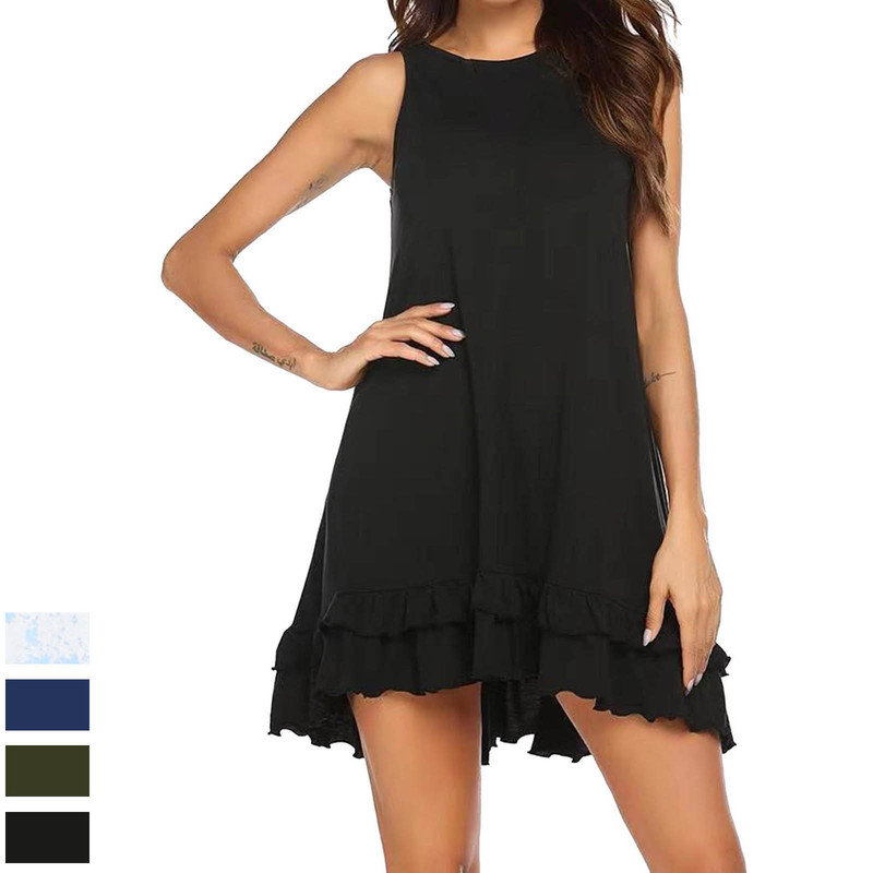 2025 Aliexpress Summer Export Hot-Selling Fashion Women's Double-Layer Ruffle Sleeveless Dress