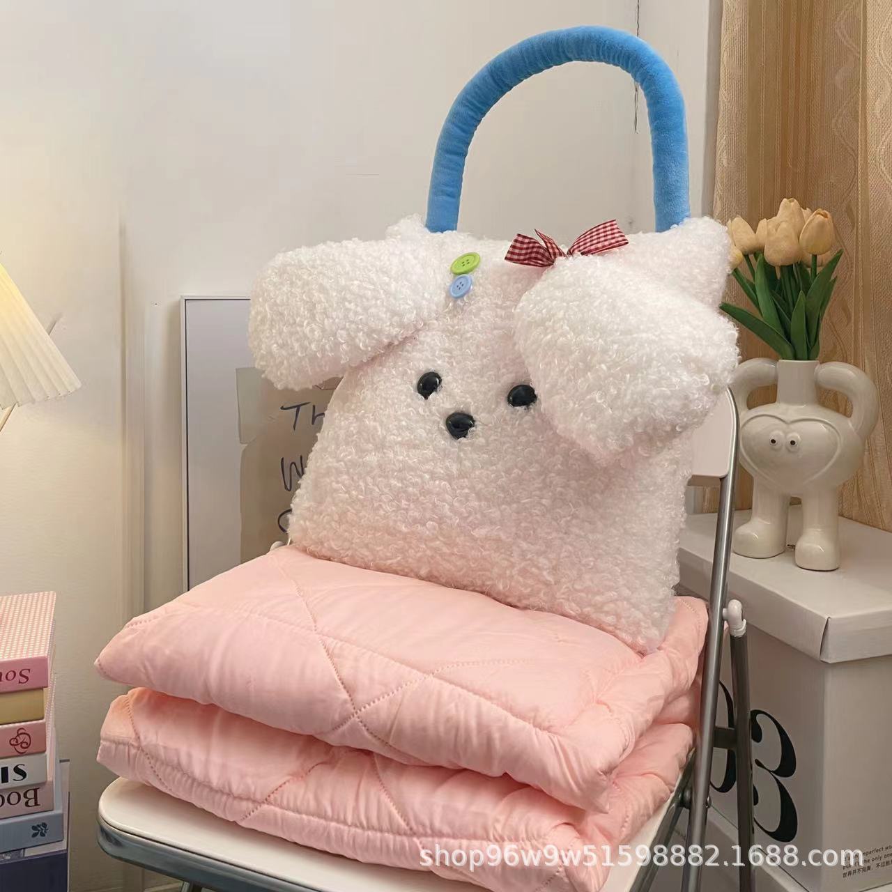 [휴대용 강아지 베개이불] 화이트 모델