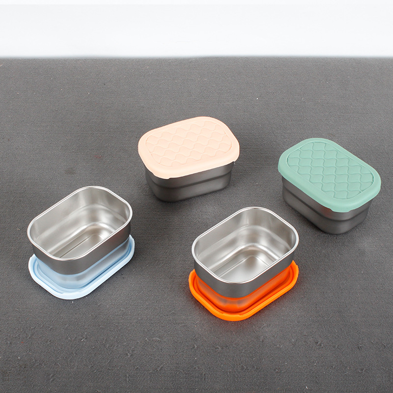 Amazon 304 Stainless Steel Sauce Box Fresh-Keeping Rectangular Sealed Sample Retention Box Kidsren's Snack Storage Box 230ml