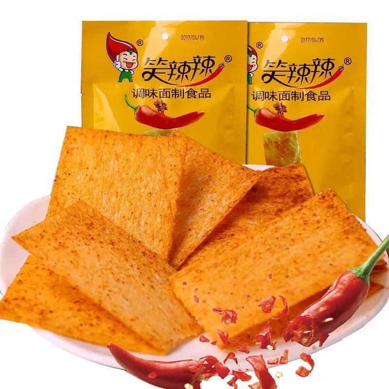 笑辣辣印度飞饼辣条手撕麻辣片批发大包零食香辣片一箱休闲厂批发