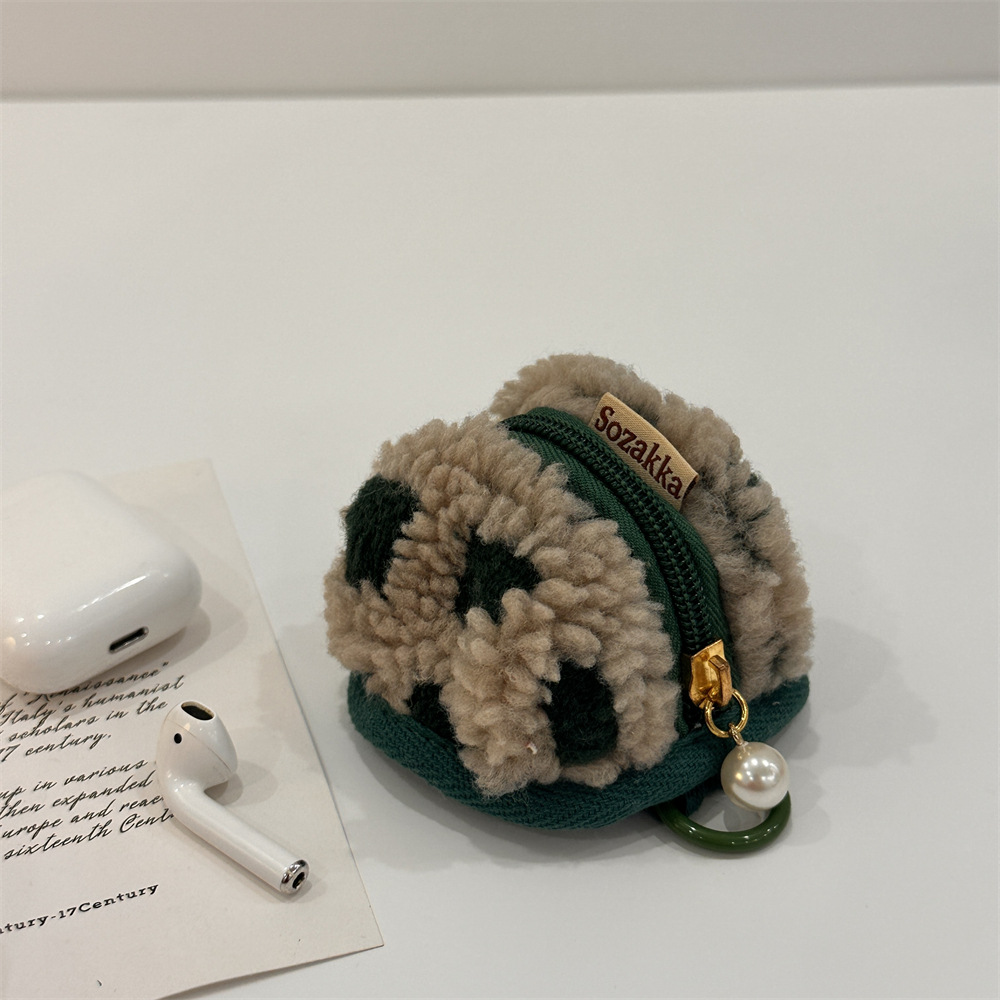 3991 colorido waffle terciopelo lindo pequeña bolsa de auriculares estéreo cubierta protectora suave caso Airpods bolsa de almacenamiento portátil