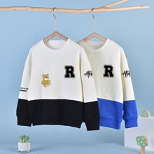 男童秋装2025洋气卡通中大童新品款拼色长袖上衣美式潮童现货批发