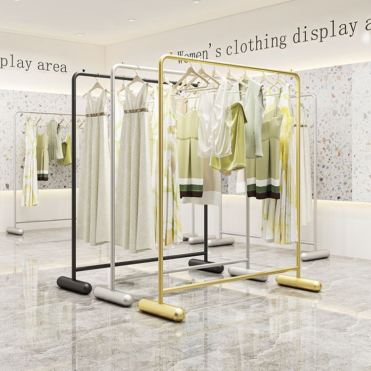 服装店展示架简约黑色挂衣架男女装童装店金色落地式中岛陈列货架