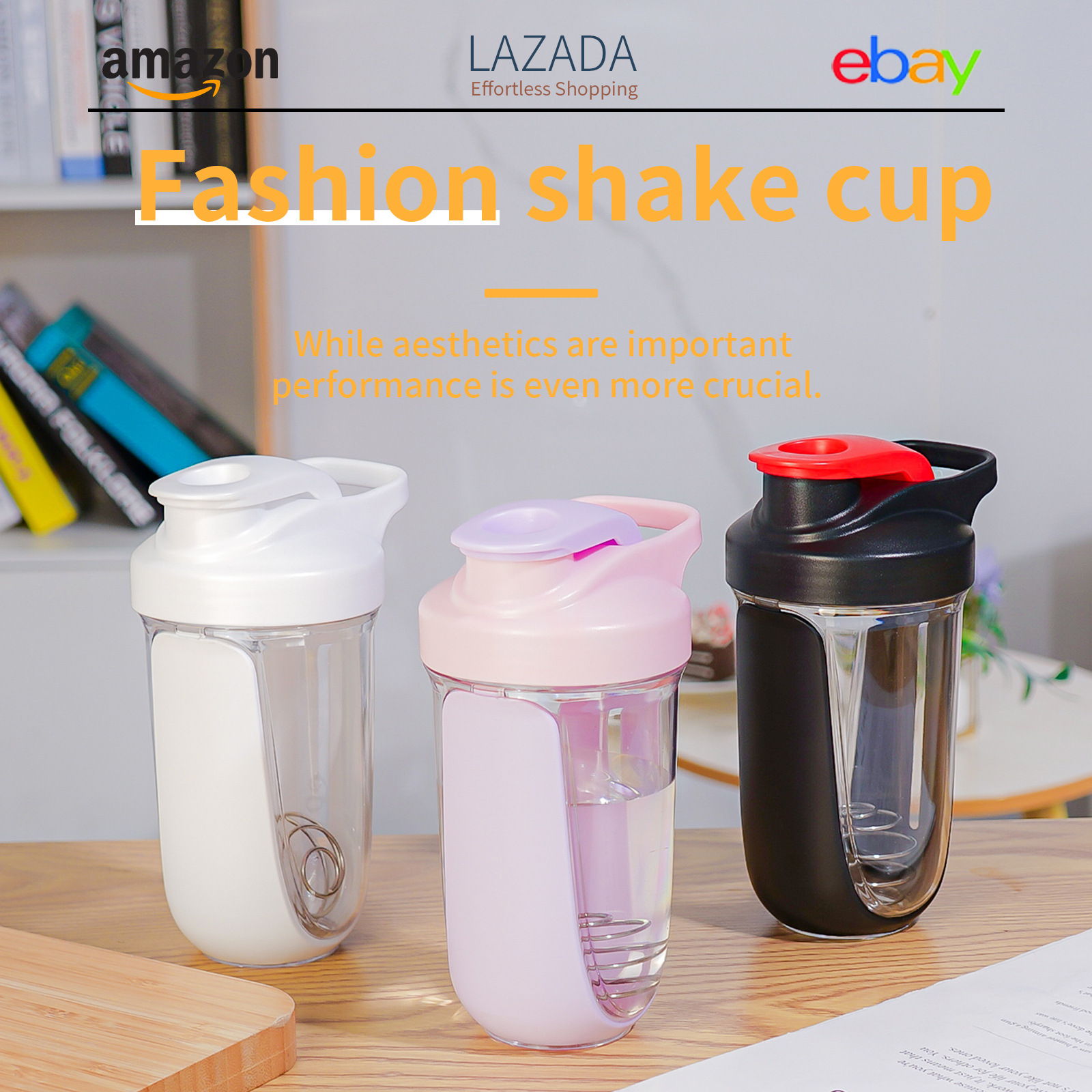 300ml de doble capa de plástico shaker taza de agua para niños balanza portátil batido deportivo de comida agitación fitness transfronterizo