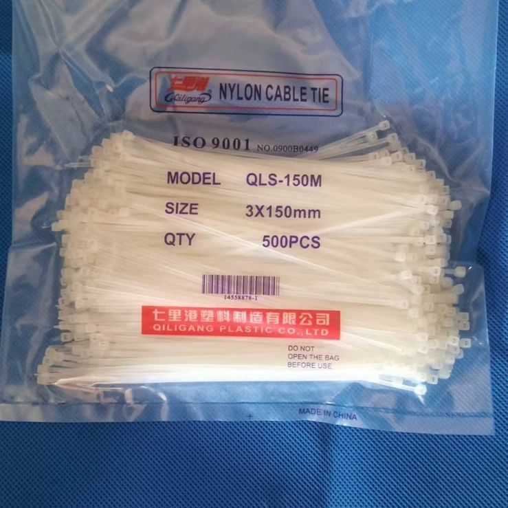 Прямые продажи с фабрики, самоблокирующиеся черно-белые нейлоновые кабельные стяжки 3*150 мм