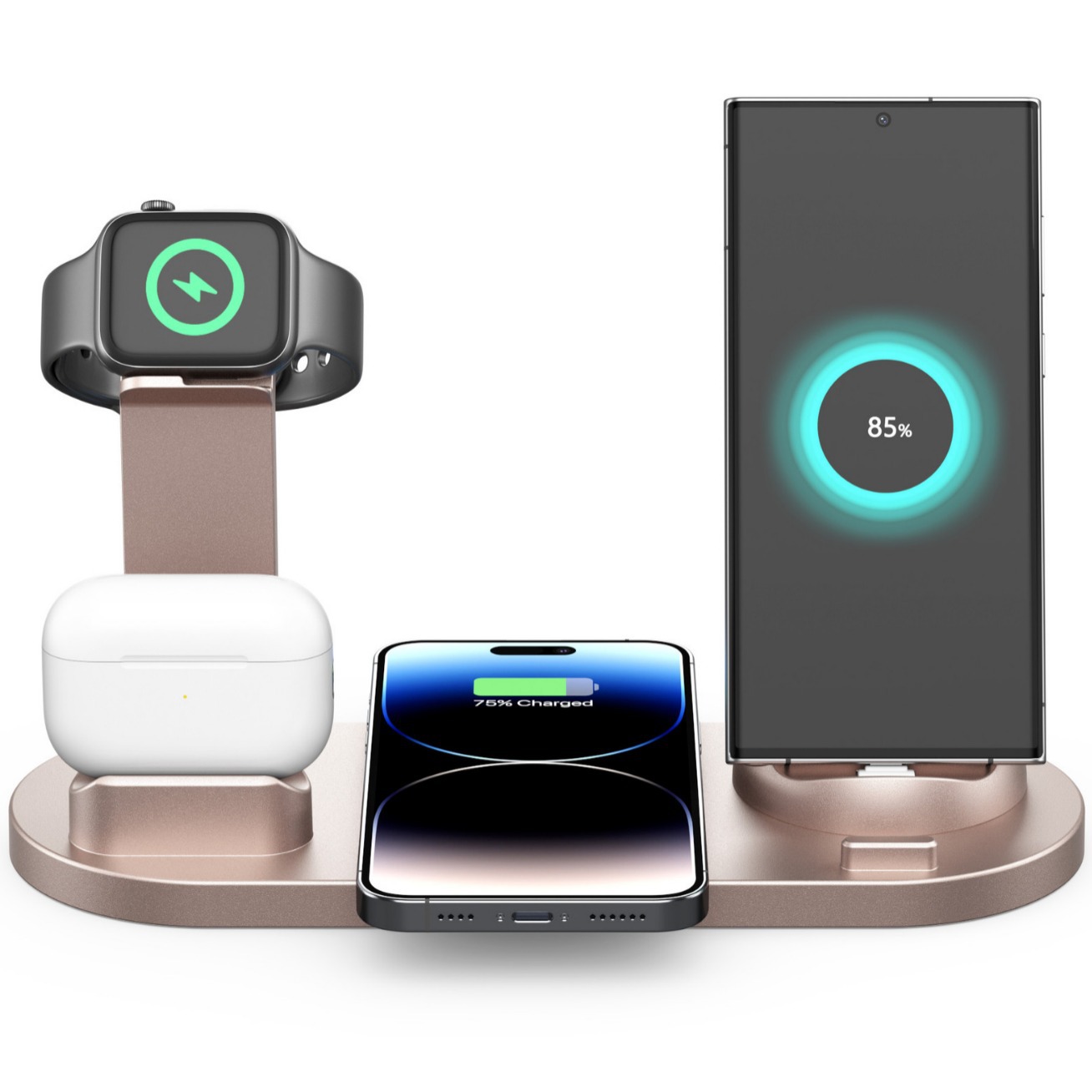 La fábrica suministra el cargador inalámbrico cinco-adentro-uno para la carga rápida inalámbrica del reloj 15W DE LAS auriculares del teléfono móvil iPhone14