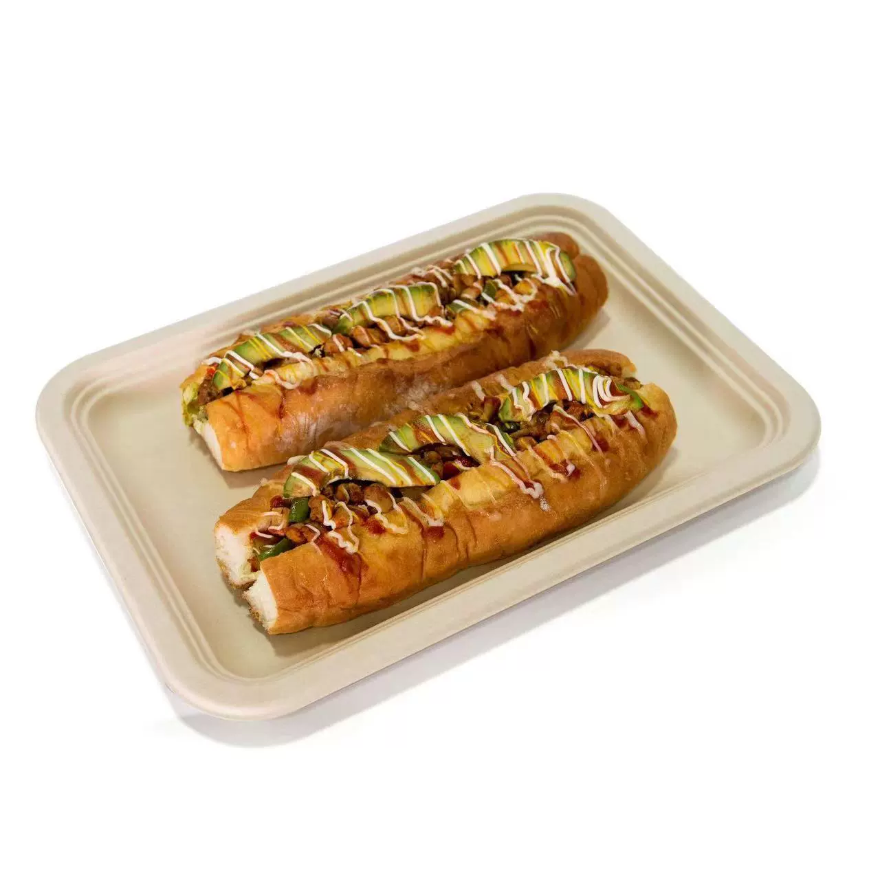 Одноразовая разлагаемая северная 14-дюймовая прямоугольная тарелка Домашнее барбекю Рыба на гриле Фрукты для пикника Бумажная тарелка из сахарного тростника