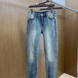 驴牌L春秋冬新品老钱风直筒微弹男士牛仔裤高端轻奢欧货商务休闲