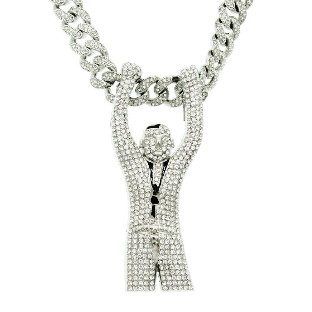 Fashion Cuban Necklace Full Of Diamonds Villain Necklace Wholesale display picture 2