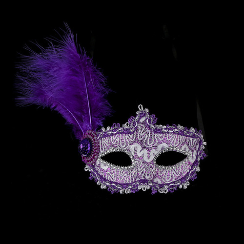 Cross-border hot-selling carnival Christmas dance mask lace leather feather hat Venetian mask